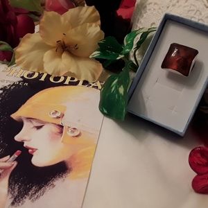 VTG.AUTHENTIC BALTIC SEA AMBER 835 SILVER RING 6.5